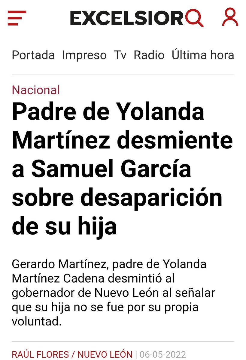 IrashemitaT's tweet photo. Quiero ver como se desmarca @samuel_garcias de las declaraciones imprudentes que Yolanda se fue por su voluntad.

Si la noticia se confirma, esta semana va arder #NuevoLeón y se va exiliar en Texas lo que le resta del sexenio

#NosFaltanMuchas
#NosFaltaYolanda https://t.co/MtjAClySi6