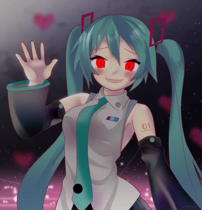 夜光音楽ボカロフェス にて放送された「ヴァンパイア」が最高でしたので、ファンアートを描きました!
赤い瞳の #初音ミク さん、とても好きですー! 
