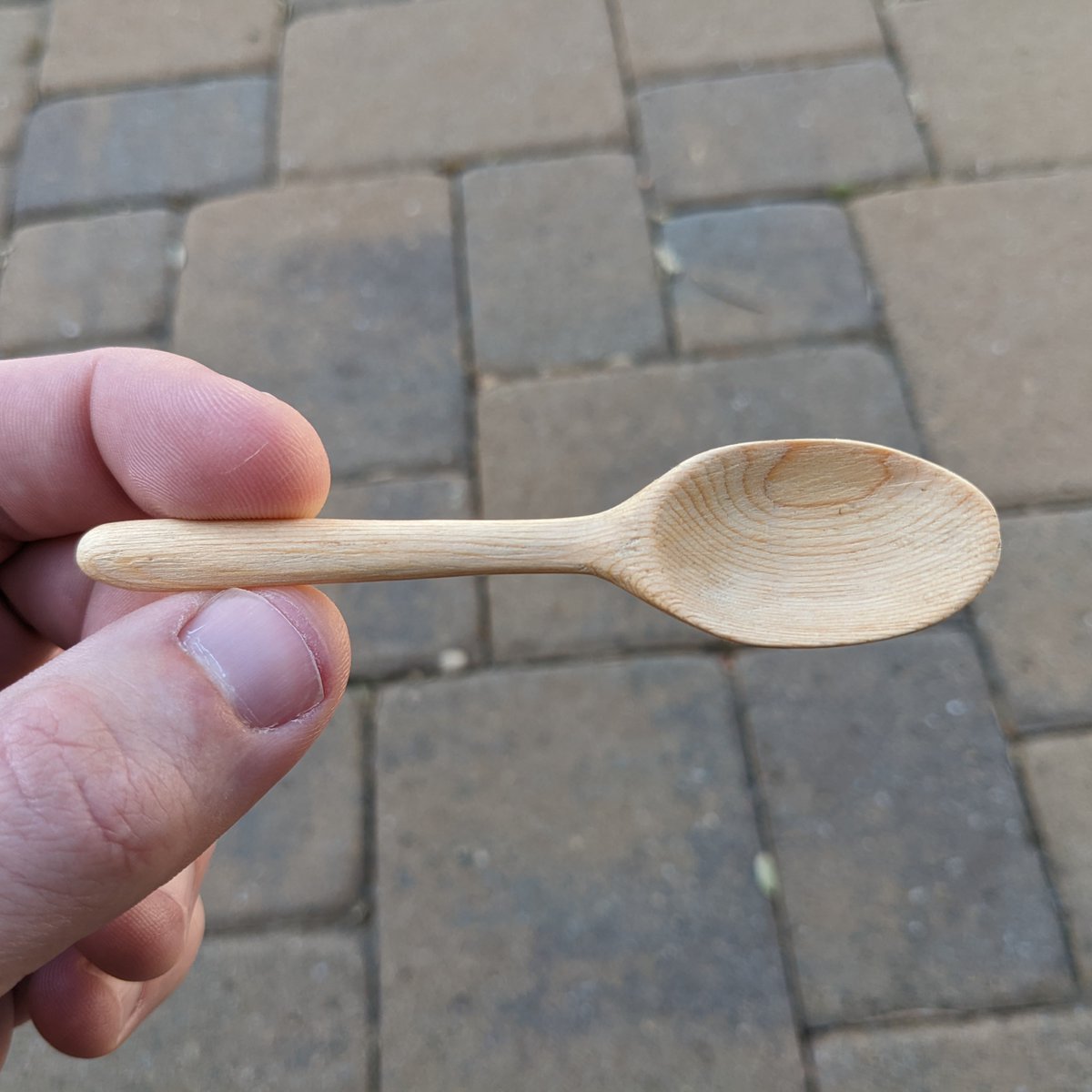 eweinhoffer's tweet photo. (19 of 52) Baby Spoon. First time wood carving! Incredibly difficult but fun. The material is cypress, which has the bonus of smelling great while carving.
#woodcarving #spoon #woodworking #artweekly https://t.co/Zd2VtKWXp2
