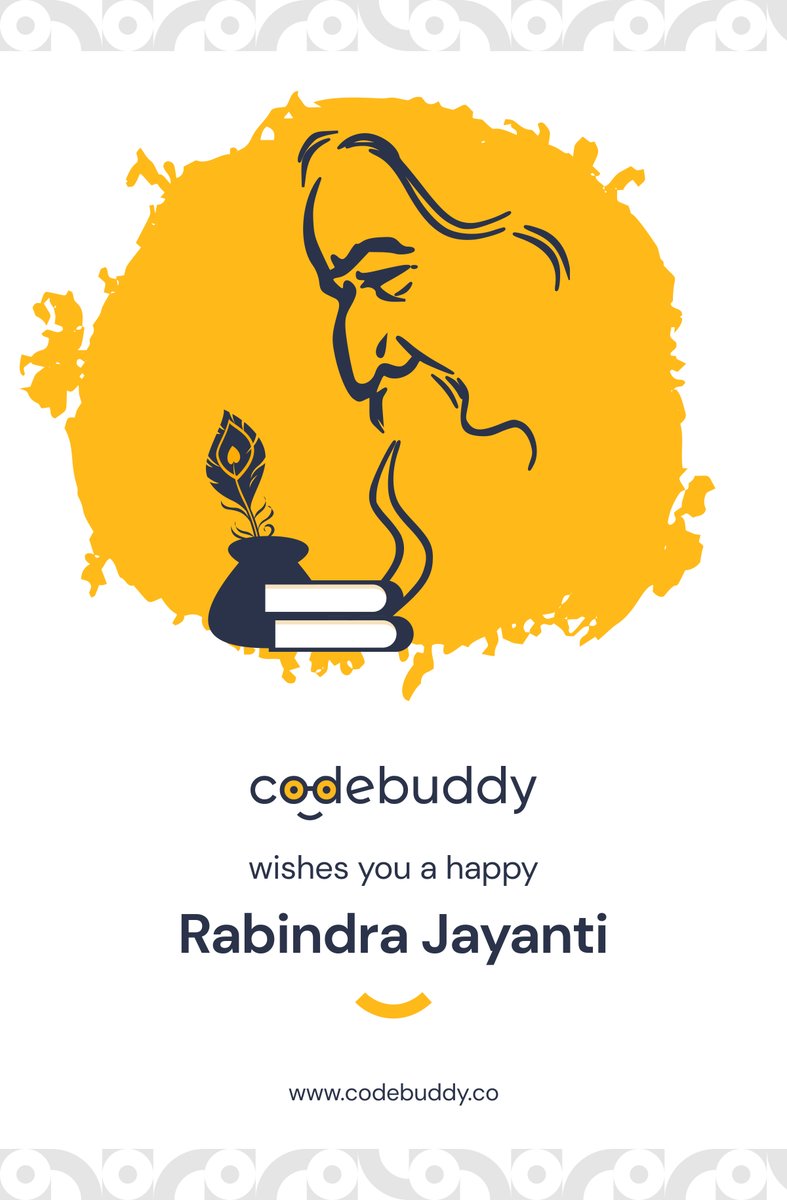 Codebuddy_India's tweet photo. “Where the mind is without fear and the head is held high,
Where knowledge is free"

We are blessed to have Rabindranath Tagore in our lives to guide us, motivate us and lead us towards a melodious life. 
Happy Rabindranath Tagore Jayanti. 🙏 https://t.co/XZpaefSKAG