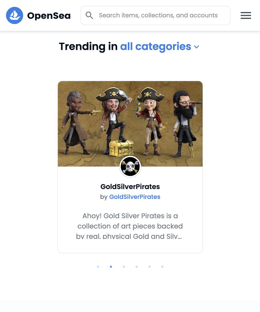 PiratePorter_'s tweet photo. LFG! ☠️ @GSPirates trending on @opensea in all categories again! 🏴‍☠️ #PirateGold #PirateTakeover https://t.co/y8QlsaKbVr