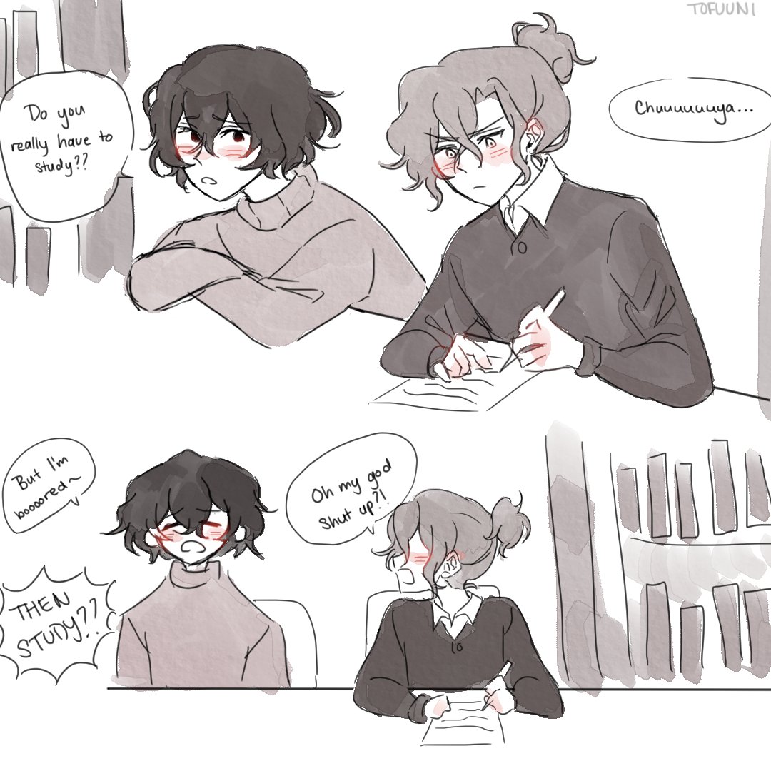 chuuya with his hair up>>> and dazai being a simp #bsd #chuuya #dazai #skk