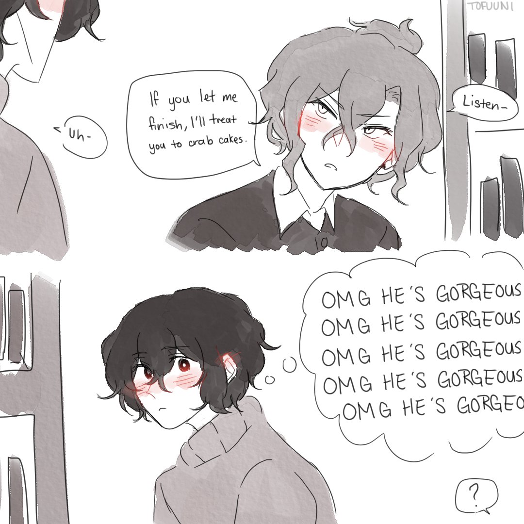 chuuya with his hair up>>> and dazai being a simp #bsd #chuuya #dazai #skk