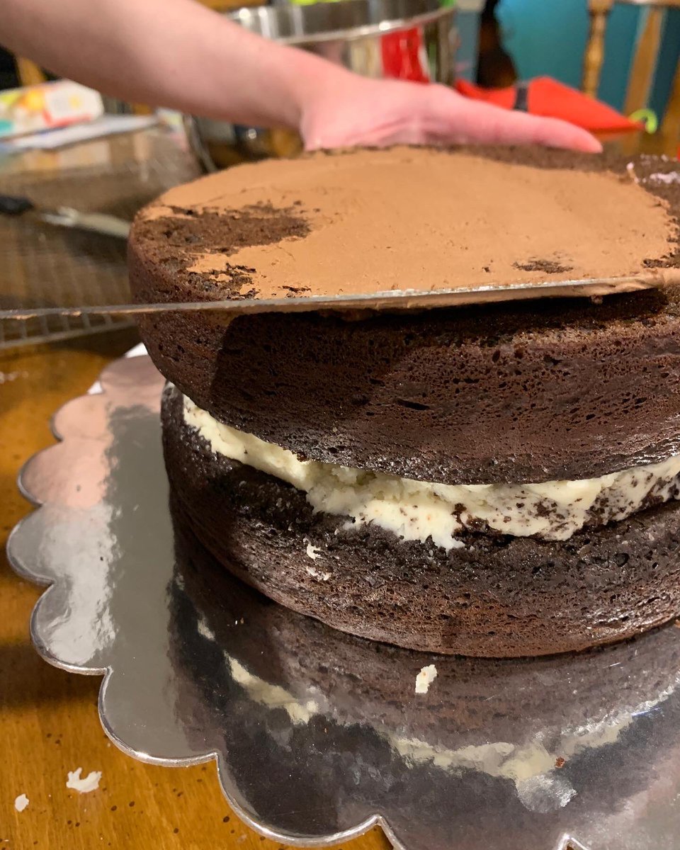 chefaudreyb's tweet photo. The 2nd #gluten-free cake this weekend was a Oreo-style chocolate cake with lots of different buttercream for Mother’s Day, which was rated as “ding dang delicious!” #celiac #TopChefJr https://t.co/72g8UC9cRn