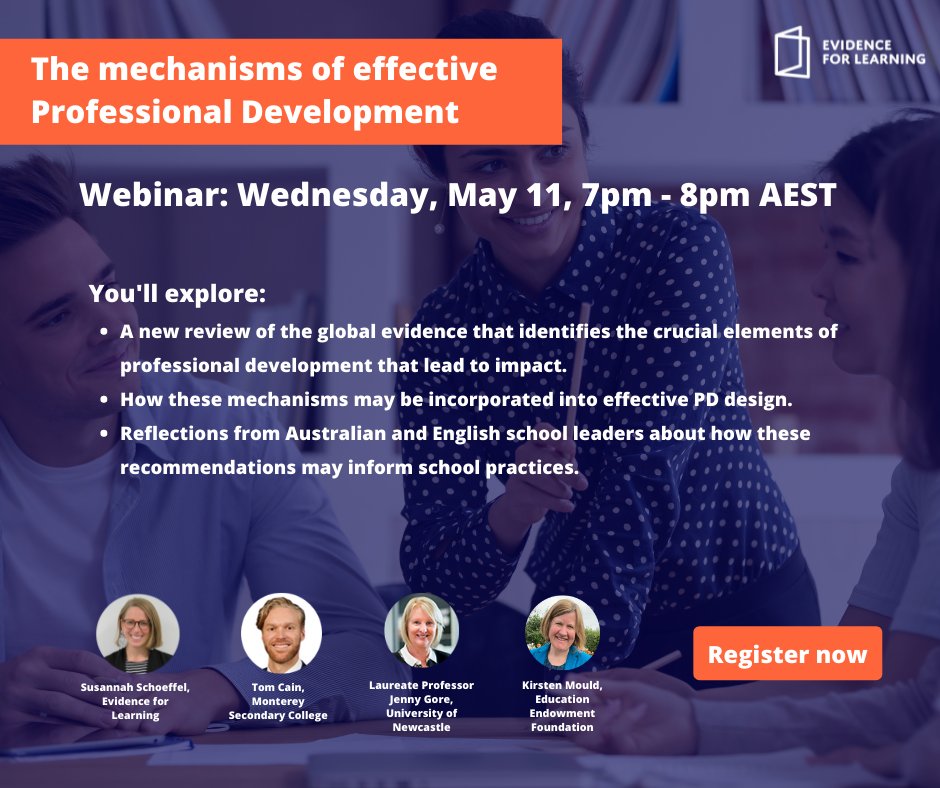 Have you registered for our webinar 💻 this Wednesday night?

It'll be a rich conversation about how to maximise the impact of professional development for your staff.

✍️ Register today! ow.ly/ysV750J2mEX