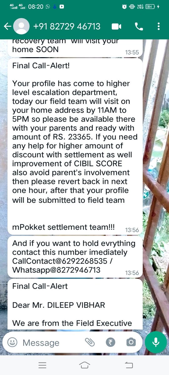 <a href="/mPokketOfficial/">mPokket</a> After all, you have shown your position that you have shown the way to recover your money, sent a notice to recover this money on all my contacts list.Even a fake Chinese loan app does such a thing.<a href="/dir_ed/">ED</a> <a href="/RBI/">ReserveBankOfIndia</a> <a href="/CG_cyberpolice/">Chhattisgarh Cyber Police</a> <a href="/Pravinkks/">Pravin Kalaiselvan</a> <a href="/Jantaki_Aawaz/">जनता की आवाज़🕯️</a>