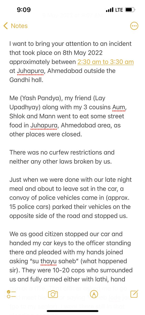 Mr_Yash_Pandya's tweet photo. Me and my Cousins faced the sheer abuse of power by the @AhmedabadPolice @GujaratPolice 

I am sharing the incident below as a screen shot. #justice 

So far we thought, police are here to protect us but corruption on traffic signals, harassing the normal citizens are their forte https://t.co/fWhDvzmfzz