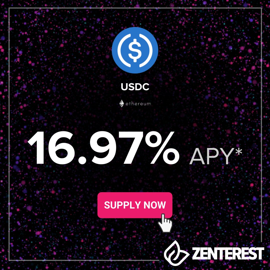 MANTRA_Chain's tweet photo. EARN 16.97% APY* by supplying $USDC on #ZENTEREST ๐
If you supply 1,000 $USDC today, you could potentially* have 1,169.7 $USDC after 1 year ๐คฉ
Intrigued? ๐ก
SUPPLY NOW ๐ https://t.co/Vw5LAeL2ot
#MANTRADAO ๐๏ธ @circlepay #PassiveIncome #crypto #DeFi #blockchain https://t.co/pkN7B5Pi3g