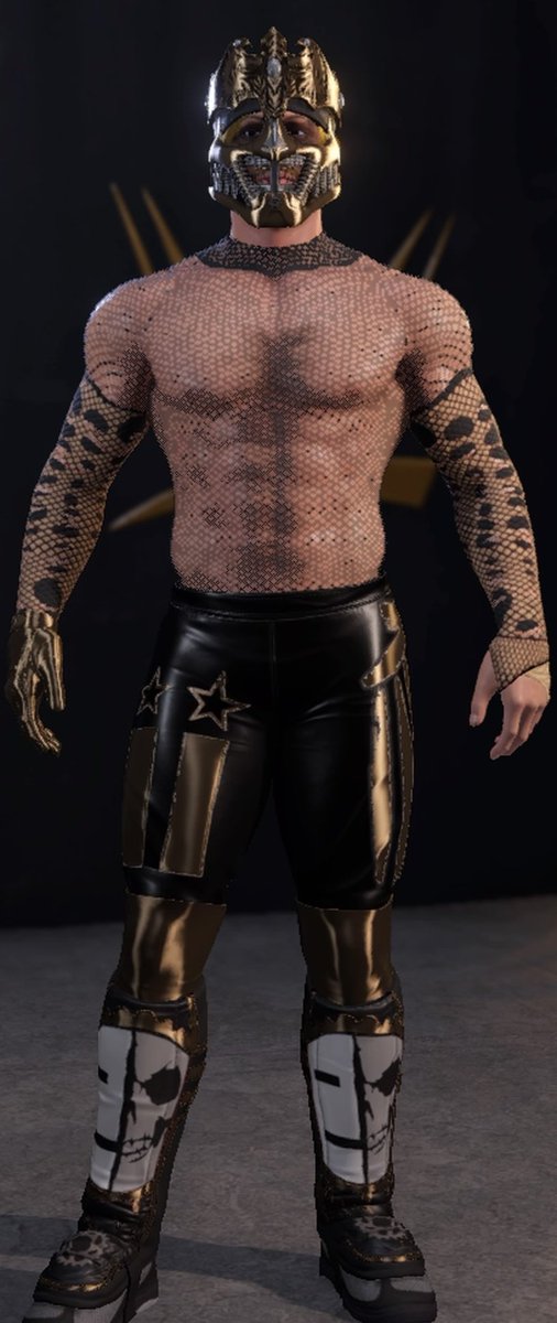 TNTWrestle's tweet photo. The New &amp; Improved version of Evan TNT is now available on #WWE2K22 CC! 

I went with a completely different approach for 2K22. Went with like a Brutal Masked Striker/Technician. 

Hashtags:
- KingTNT
- TNTWrestle
- MrEntra

DLC Required:
- Undertaker Immortal
- Banzai https://t.co/RLg3DPg03U