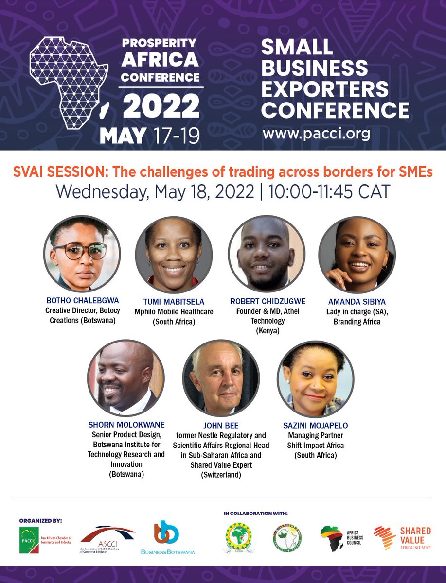 SVAIAfrica's tweet photo. Not-to-be-missed dialogues for entrepreneurs, start-ups and small-to-medium businesses at the Prosperity Africa Conference from 17-19 May. Join the SVAI on 18 May when we unpack the challenges of trading across borders for SMEs and more... ! Register here https://t.co/V7HTXpn4mW https://t.co/KEaZLJ4xw1