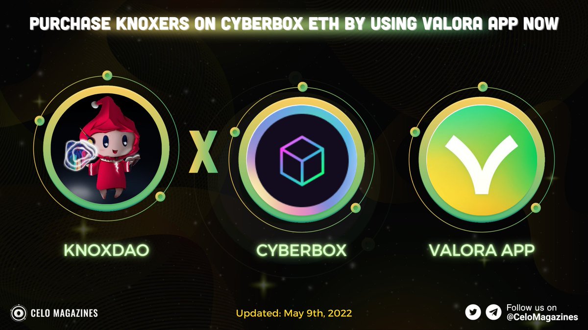 CeloMagazines's tweet photo. 🤝With the partnership between @KnoxEdgeDAO and @cybertime_eth 👇👇
🔥You can now purchase #Knoxers on #cybertime using @ValoraApp🎊
💎💎Millions of smartphone users can now earn $kUSD by holding Knoxer #NFTs
#CELO #celomagazine $CELO https://t.co/DvWBK4uq4K