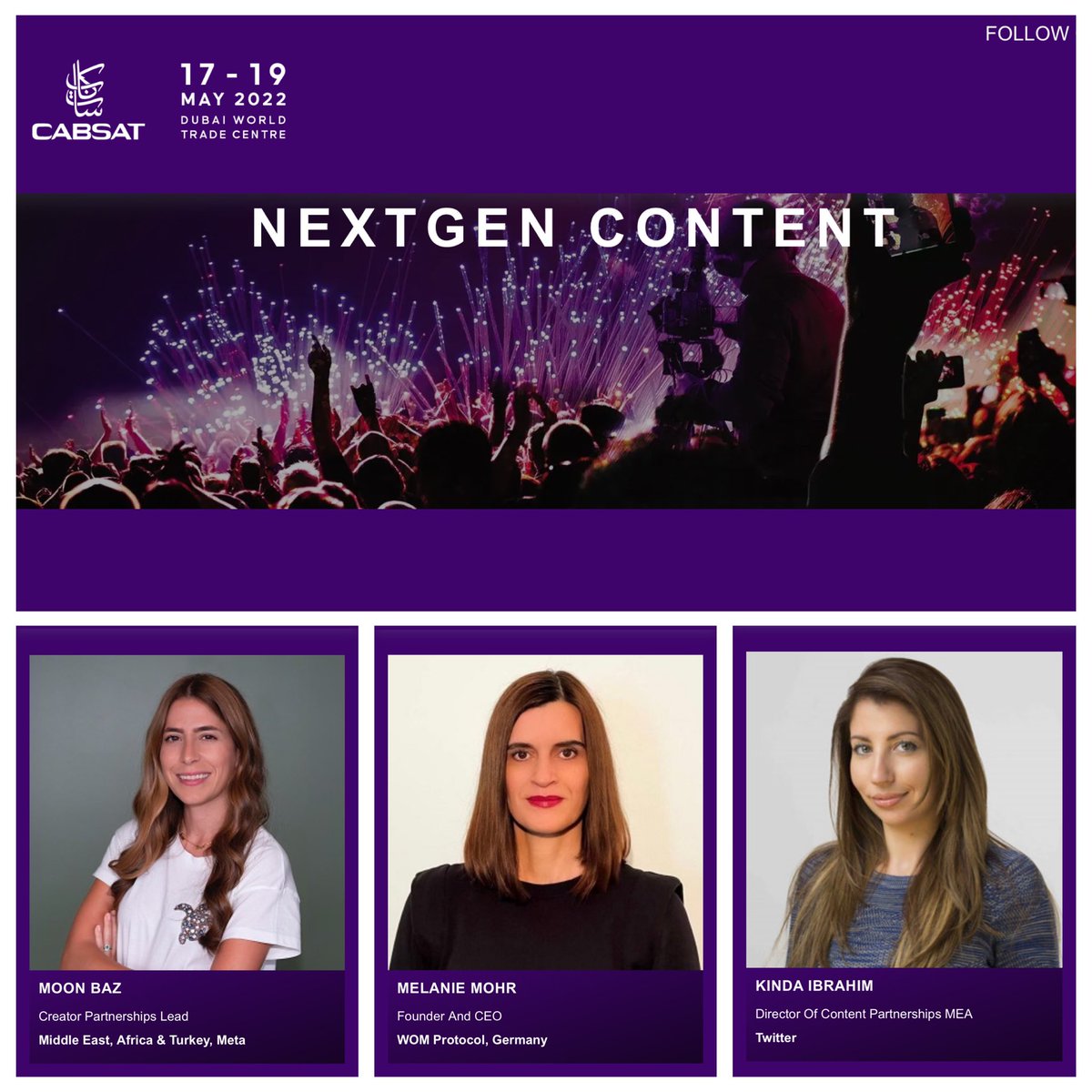 With a transition from web2 to web3, every platform is enhancing content ownership and monetization opportunities for creators. Thrilled to discuss this with Moon Baz from <a href="/Meta/">Meta</a> and <a href="/kindaibrahim/">Kinda Ibrahim</a> from @Twitter at <a href="/CABSATofficial/">CABSAT Official</a> 2022 in Dubai.  
#socialmedia #dubai #web3