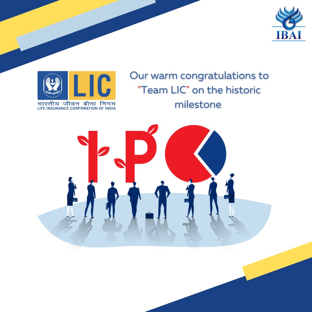 ibai_in's tweet photo. The most awaited and biggest IPO to date, that of the insurer - Life Insurance Corporation of India (LIC) has already hit the primary market.
Congratulations team @LICIndiaForever
#ibai #ipo #lic #ipo2022 #biggestIPO #insurance #insurtechnews #insurtech #lifeinsuranceofindia https://t.co/kz8UUgAKpl