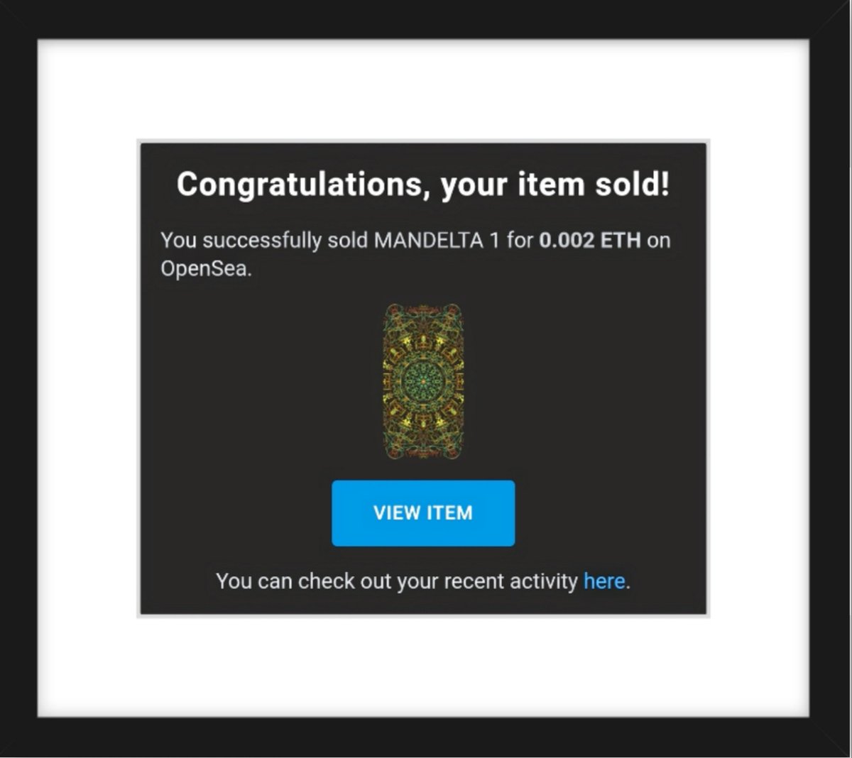 MANDELTAS's tweet photo. 💥
SOLD !! 
MANDELTA 1 has left the collection at .002eth
-
So happy that one of my first geometric NFTs has sold! Second nft on @opensea gone 😍
This means so much to me ! I appreciate everyone's support.
#nfts #openseanfts #sold #digitalart #DELTASIGMA #PIXELGOAT #nft #blessed https://t.co/0DOPo8R2lK