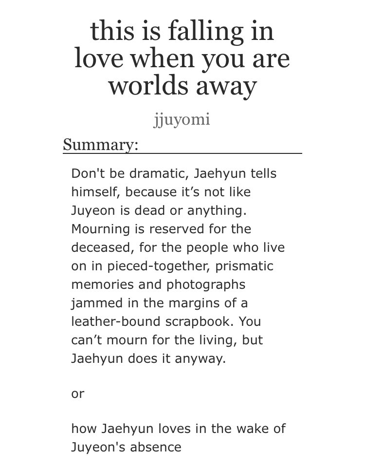 juyoswrld's tweet photo. this is falling in love when you’re worlds away

♡ jumil
♡ mature  
♡ angst
♡ 13k  

https://t.co/VZvloz4IIg https://t.co/2gT5ghXKTj