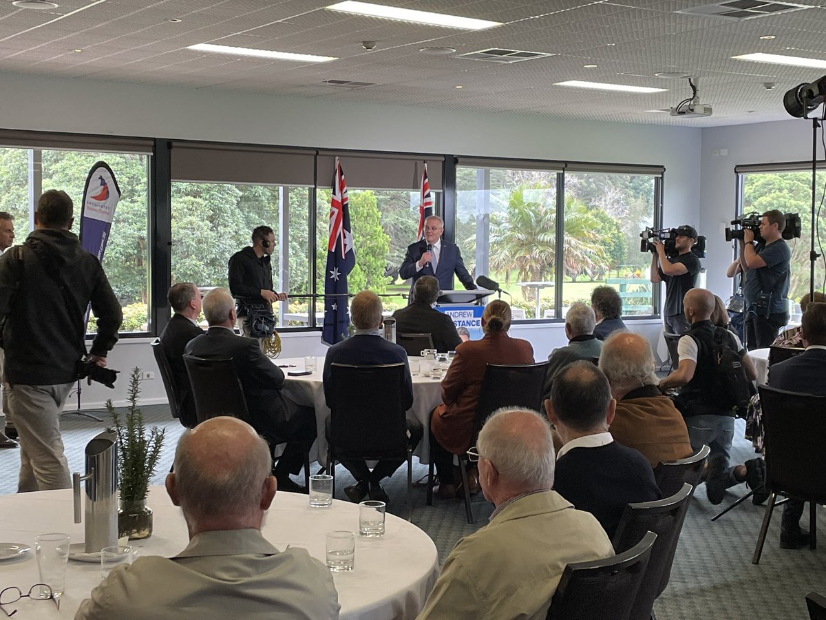 Scott Morrison is speaking at an afternoon tea at a golf club in Nowra. <a href="/canberratimes/">Canberra Times</a> #auspol