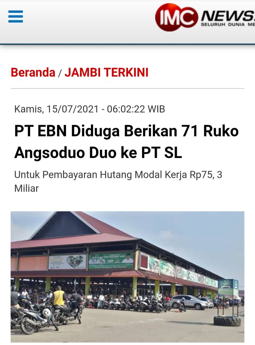 Syaiful77_'s tweet photo. "Aset rakyat jambi, tergadaikan oleh pengelolah pasar angso duo jambi" @KejaksaanRI https://t.co/AOBreLX9KR