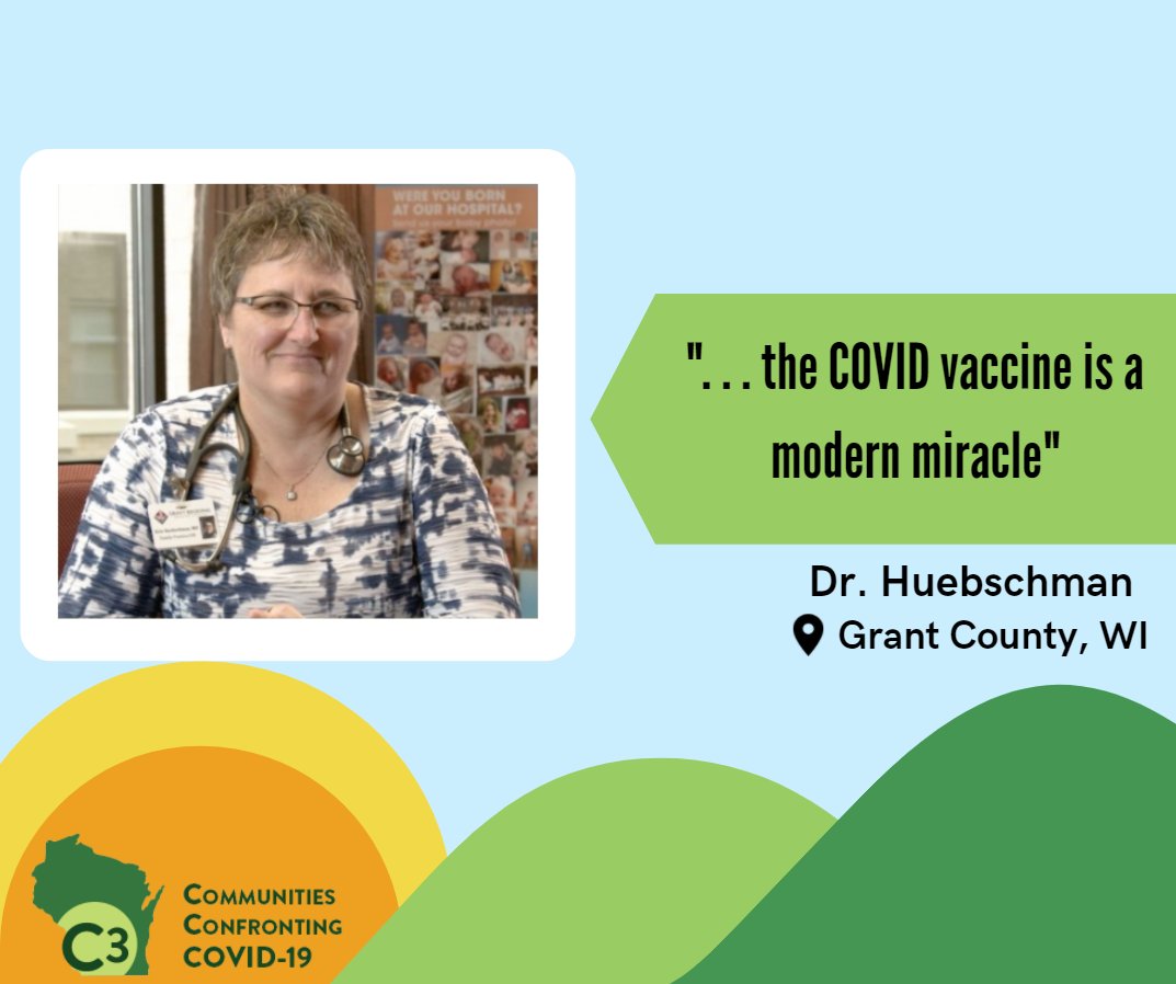 Dr. Huebschman from Grant County, WI, expresses her gratitude for the #CovidVaccine by describing it as "a modern miracle." #C3 #CommunitiesConfrontingCovid #GetVaccinated #StopTheSpread