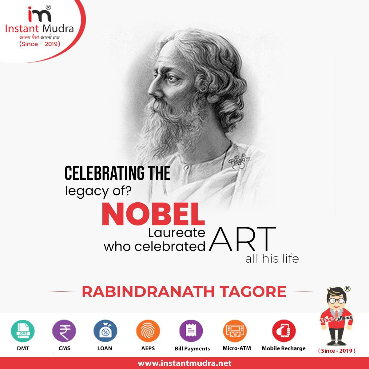 MudraInstant's tweet photo. Everything comes to us that belongs to us if we create the capacity to receive it.
humble tribute to Rabindranath Tagore on his birthday
.
.
#smartcollect #aeps #newoffer #fintech #bestfintech #paymentgateway #moneytransfer #financialinclusion #recharge #pg #aadhaarpay #travel https://t.co/WRYITMExmy