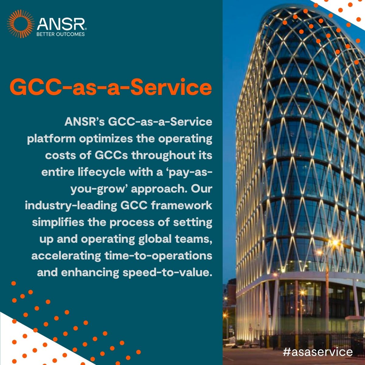 ANSR’s proprietary GCC Playbook and design expertise represent over 15 years of successfully establishing and managing world class capability centers. Talk to us today: ansr.com/contact

#asaservice #globalteams