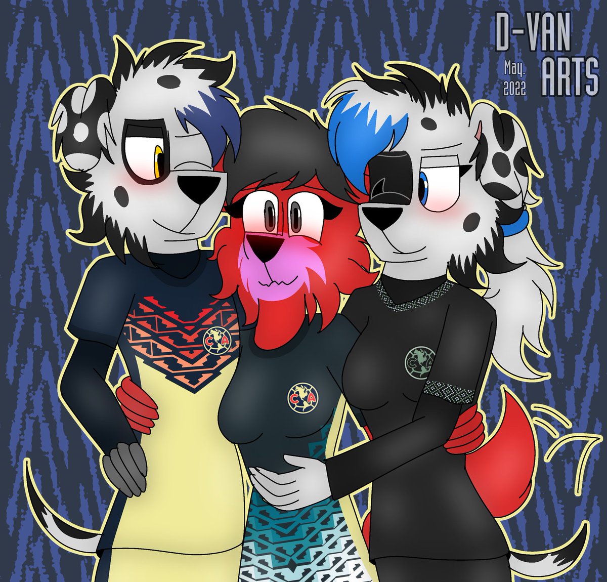 DVanArts53's tweet photo. Talvez el América Femenil no gano, pero si gano algo... El Amor, el Amor de 3
Un dibujito entre DVan, DVette y Annette (@HoundXochitl) todos bonitos y enamorados, aquí si aplica la de beso de a 3? Xd
#FurryArt #FanArt #101DalmatianStreet #DVan #DVette #Annette #America #OTP https://t.co/OQllgxWSr6