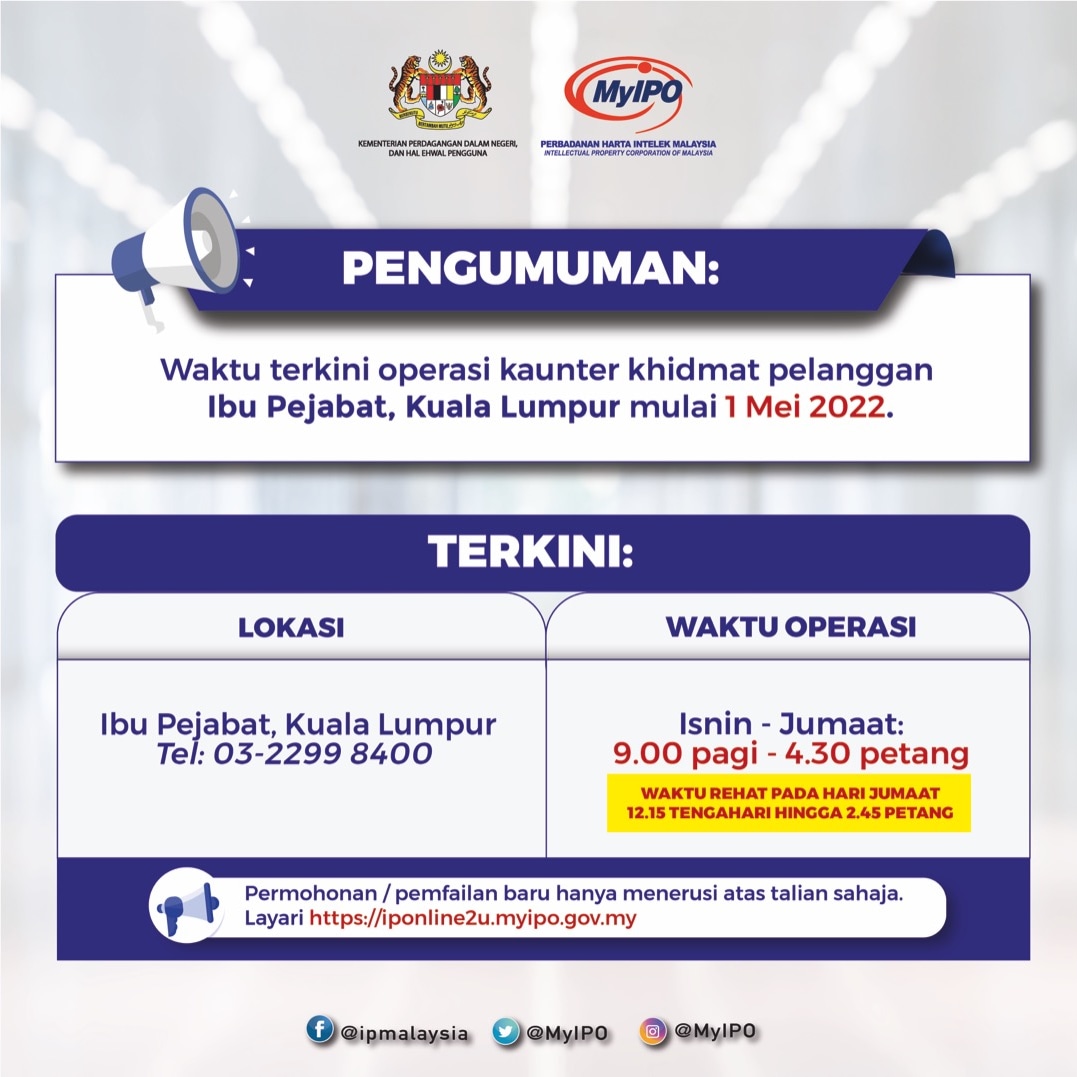 SahariAkhtar's tweet photo. Kaunter khidmat pelanggan kami di ibu pejabat dan cawangan telah beroperasi seperti biasa sehingga jam 4.30 petang setiap hari (Isnin - Jumaat) dan (Ahad - Khamis) bagi negeri Johor. Pastikan memakai pelitup muka ketika berurusan.

#BersamaMyIPO #AspirasiKeluargaMalaysia https://t.co/1ClhU2wuBJ