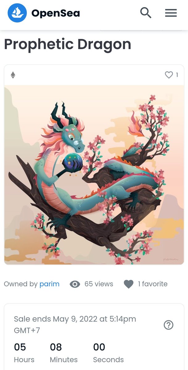 5 hrs.left! for 1/1 NFT
🌟⛅🍃🍁🌟☀🌸⛅
The Dragon prophet and the mystery of spring. Come and join me on this journey : )

opensea.io/assets/0x495f9…

#NFTCommmunity #NFTs #NftColllectors #NFTthai