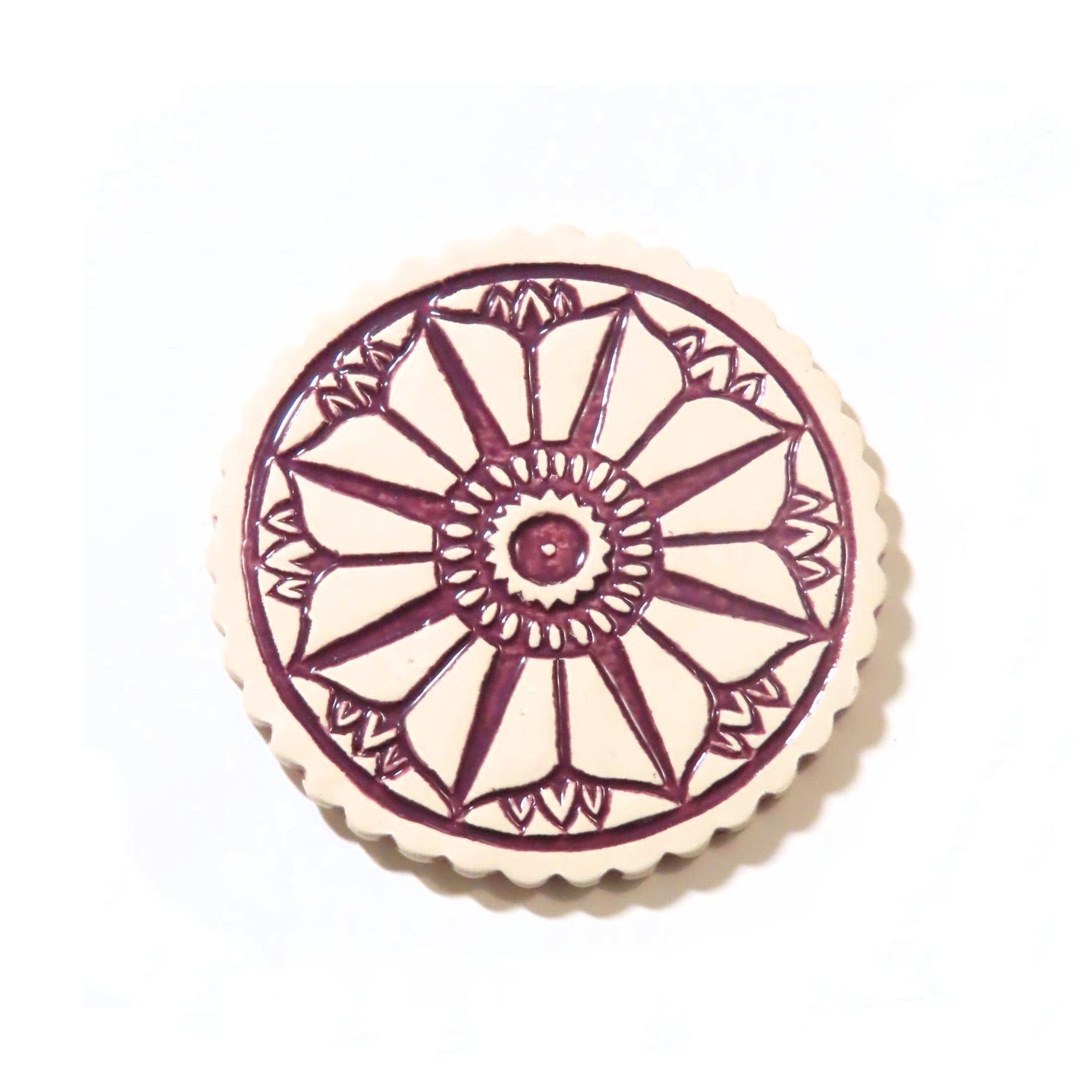 Set Of 4 Handmade Ceramic Coasters Purple roses 