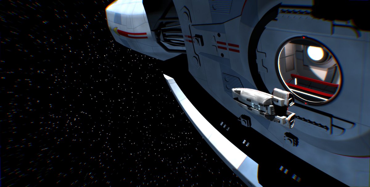 CaptainFoley's tweet photo. The shuttle Chaffee launching from the USS Defiant. #defiant #startrek #ds9 #chaffee #shuttle https://t.co/h3MxLxCDwW