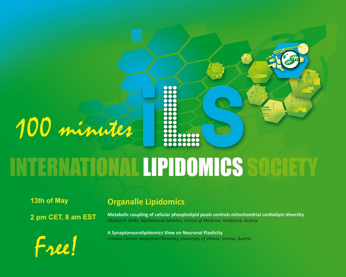 ___iLS____'s tweet photo. Do not miss this week 100 min ILS meeting on Organelle Lipidomics Friday the 13th at 2 pm CEST https://t.co/Tc50SdCTyI @lipidmaps @AvantiLipids @EpiLipidNET @Ahrends15 https://t.co/kdVjdxLLfk