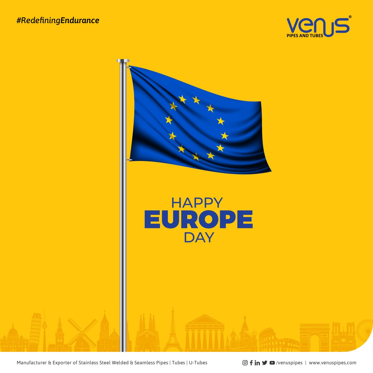 VenusPnT's tweet photo. On the occasion of World Europe Day, let us pray that there is more positivity, harmony, and brotherhood in this world.

#VenusPipesandTubes #VenusPipes #EuropeDay #WorldEuropeDay #Europe #VictoryinEuropeDay #StainlessSteel #SeamlessPipes #Tubes #UTubes https://t.co/kuQxNtzkKv