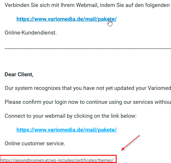 Variomedia's tweet photo. E-Mails von uns haben immer eine persönliche Anrede. Außerdem befindet sich in der Regel Ihre Kundennummer im Betreff. Es ist zudem immer sinnvoll, vor dem Anklicken eines Links immer zu prüfen, wohin dieser wirklich verweist. https://t.co/PUcpvqgdIb