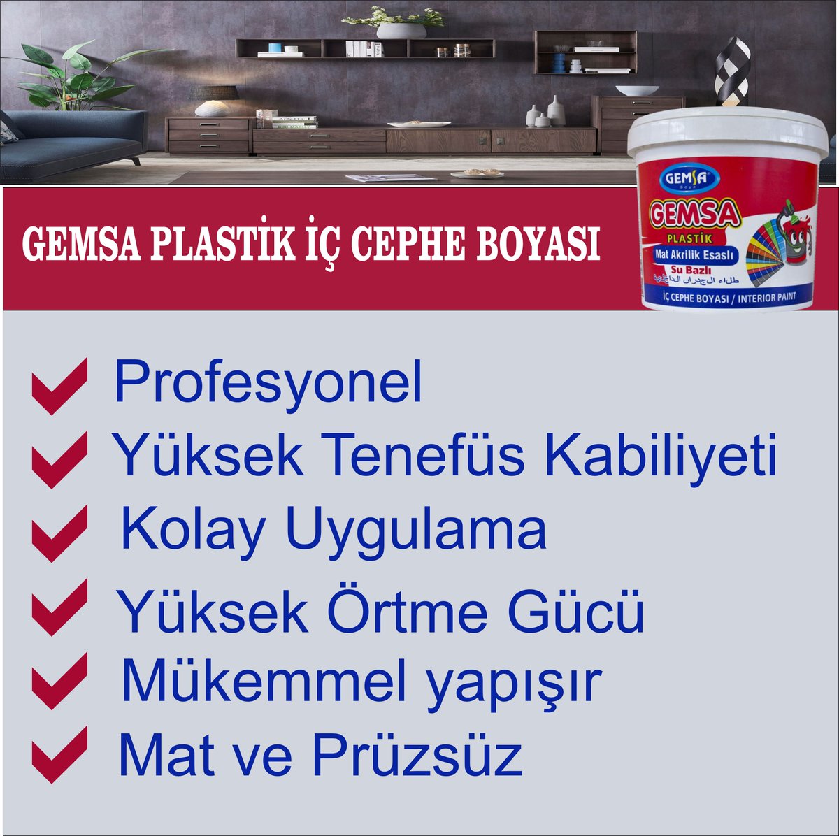 GemsaBoya's tweet photo. GEMSA PLASTİK İÇ CEPHE BOYASI
WHATTSAP SİPARİŞ HATTI : 05327101611
TÜRKİYENİN HER NOKTASINDAYIZ. 🇹🇷
#içcepheboyası #yapımarket #boya #ahşapboyası #dışcepheboyası #yolboyası #dışcepheboyası #türkiye #Akdeniz #Karadeniz #Ege #Anadolu #astarboya #paint #macun #solvent #tiner #boyacı https://t.co/J8zUUQHnzM