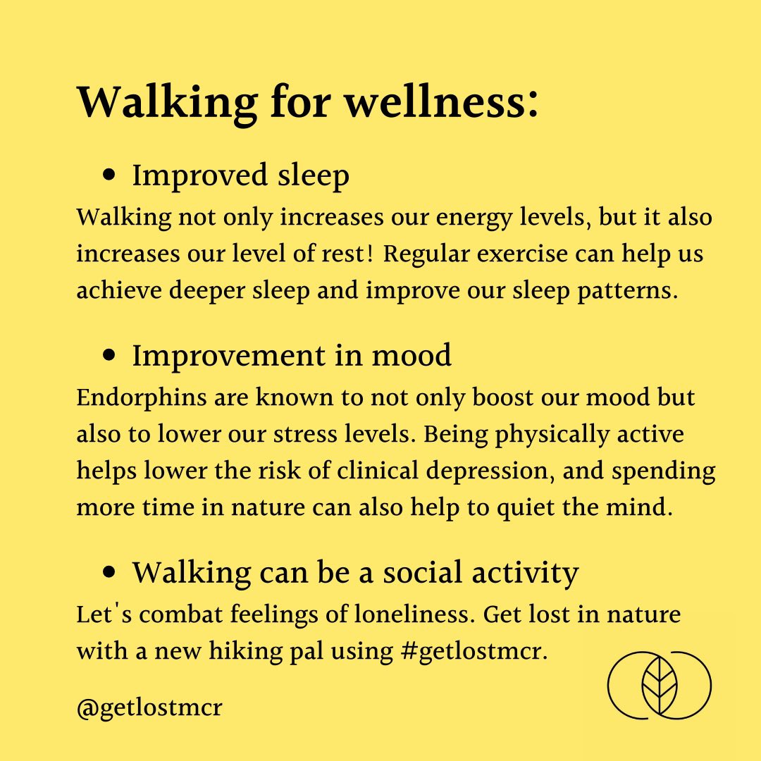getlostmcr's tweet photo. Today marks the start of #MentalHealthAwarenessWeek and #NationalWalkingMonth. 

For us, improved mental health and time outdoors go hand-in-hand. 🤝 

Join us in spreading the word 💛 https://t.co/Z3jCmPvx1P