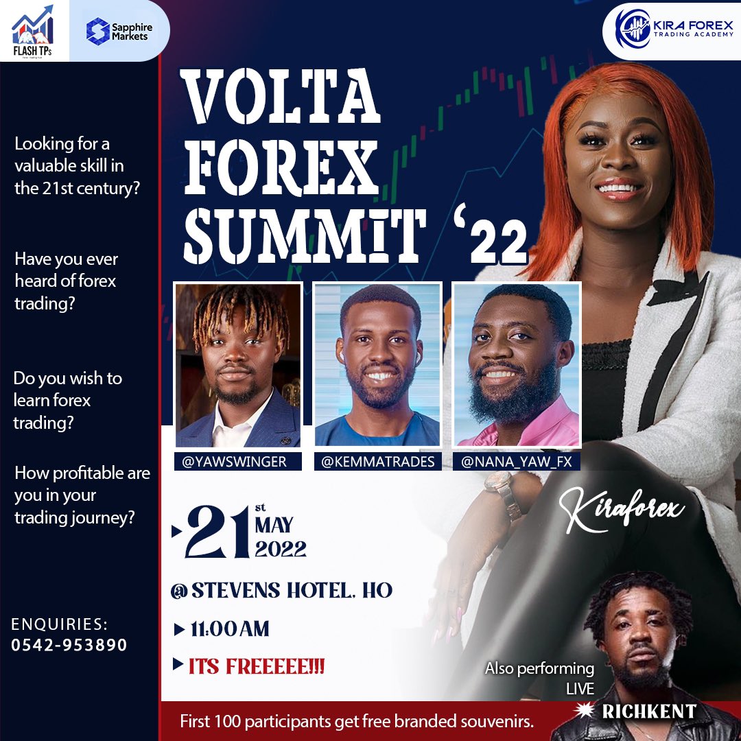 VOLTA ARE YOU READY!!!!!!!!!!!!
ARE YOU A BEGINNER WANTING TO FIND A SOLID FEET IN YOUR TRADING JOURNEY OR YOU ARE YET TO BE A PROFITABLE AND PROFESSIONALFOREX TRADER ?
THEN THIS IS AN OPPORTUNITY FOR YOU TO INTERACT WITH TOP TRADERS IN GHANA.

#volta #daterush #camido #elonmask