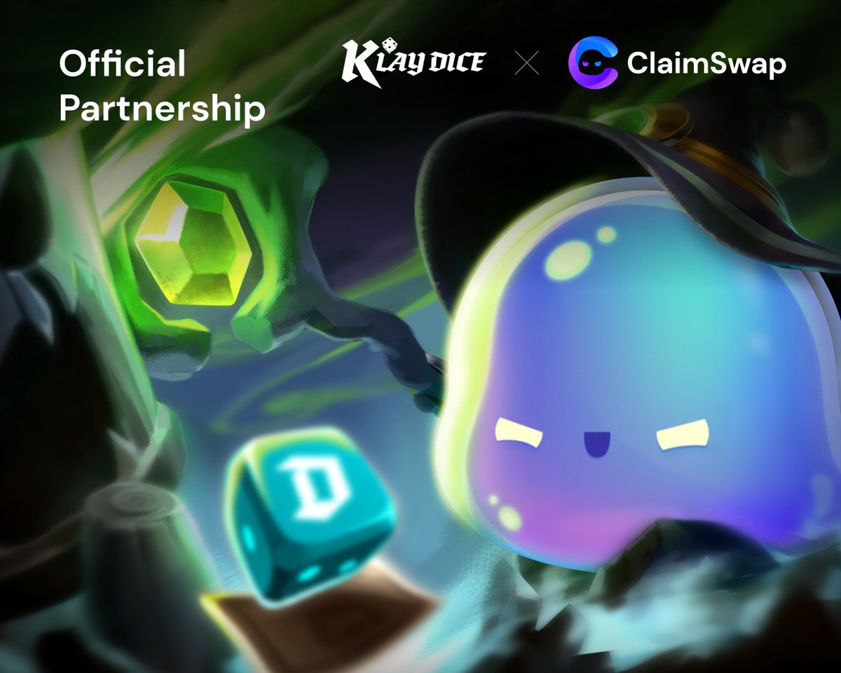 KLAYDICE X ClaimSwap 
Official Partnership Announcement

We are too thrilled to announce our Official Partnership with <a href="/klaydice/">KlayDice</a> 
 
KLAYDICE is a project that connects various virtual worlds (games, SNS, metaverse, etc.) to single world using NFT

Slime Bless Us👻
#CLA #DICE