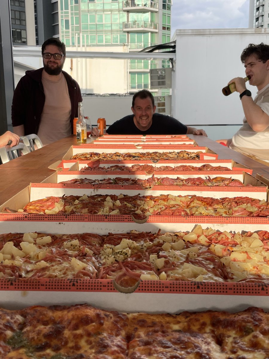 Gameloft_ANZ's tweet photo. Who's up for some pizza and smoothies? The Gameloft Brisbane team took some well-earned time out on Friday last week 🍕🍹

A great way to celebrate their @TheWebbyAwards win for The @oregontrail, as well as reaching a major milestone for their upcoming project. Cheers! https://t.co/zi1fefZLe3