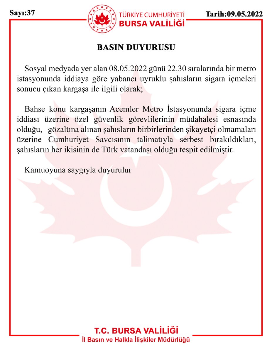 Basın Duyurusu (2022-37)