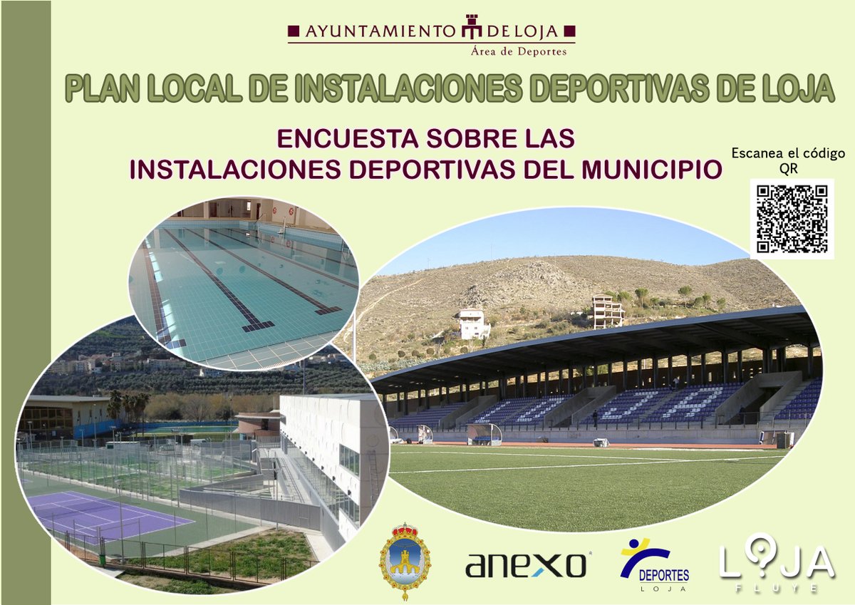 ENCUESTA SOBRE INSTALACIONES DEPORTIVAS DE LOJA ¡NECESITAMOS CONOCER TU OPINIÓN! PARTICIPA EN LA ELABORACIÓN DE LA ENCUESTA:
Pincha en el siguiente enlace_ docs.google.com/forms/d/1M75C8… o escanea el código Qr de la imagen.