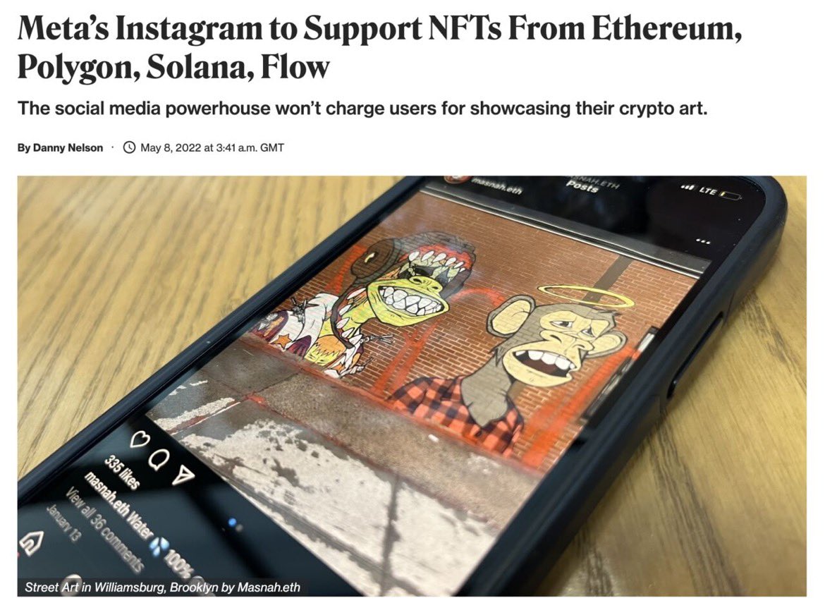 #Instagram is now integrating #crypto (with Facebook to follow).