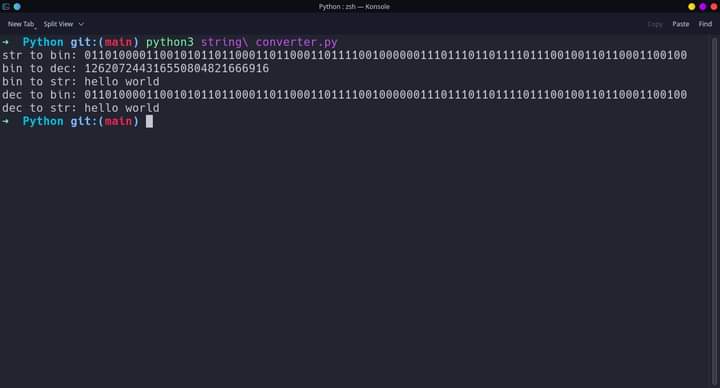 Belajar dasar cryptography. Membuat program konversi string ke binary, binary ke desimal, desimal ke string, dan seterusnya.

program:
github.com/dimasma0305/He…