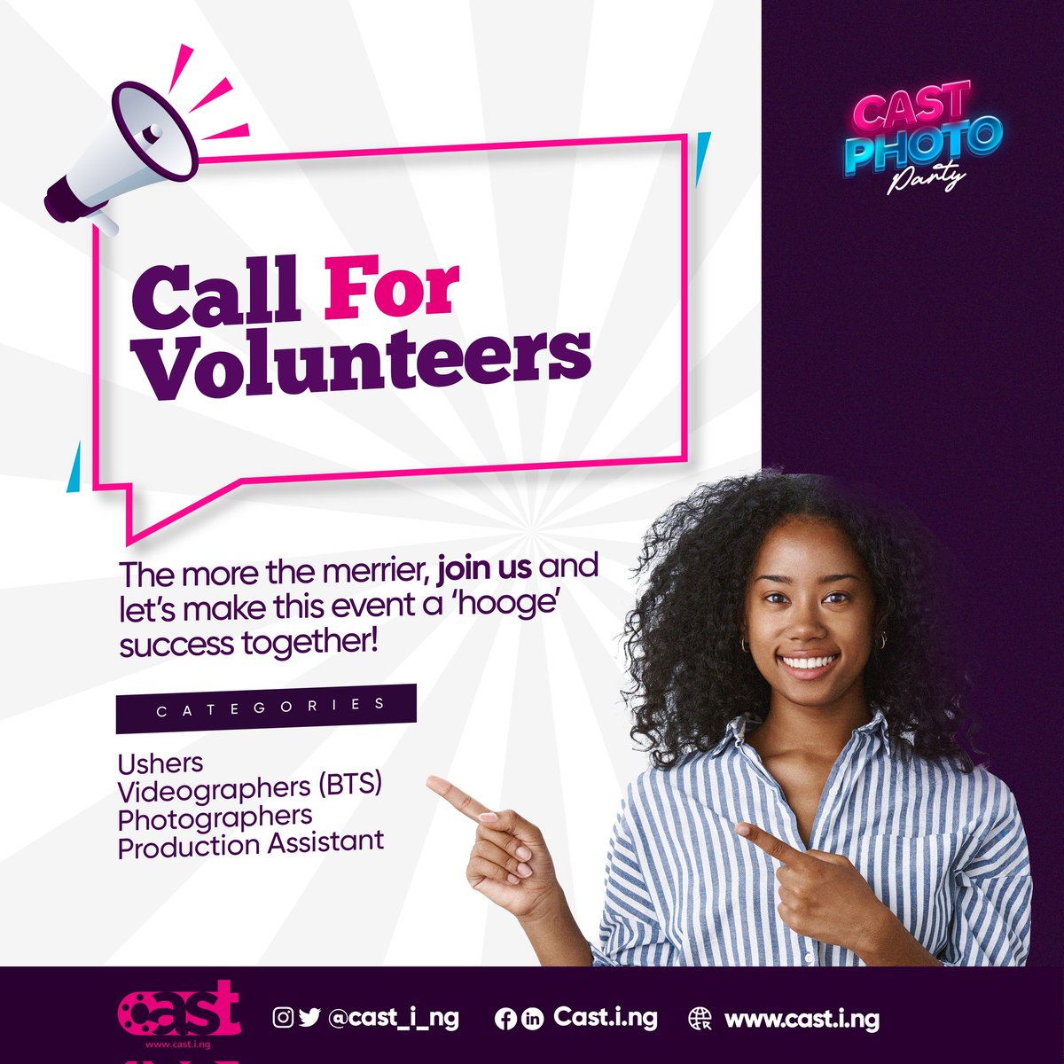 thecastingplace's tweet photo. The more, the merrier!!!!!!!🎉
We are seeking #volunteers to join us and help make the cast #photoparty event a “hooge" success ✨
This is an opportunity to be part of something bigger than you!!!! Sign up here: https://t.co/U5hdG6J66J
#actors #castingdirectors #film #Industry https://t.co/pGxYZQ5LYQ
