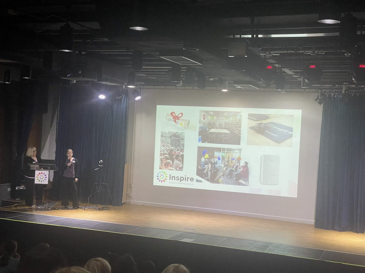 Inspire_sharon's tweet photo. @readingisgreat and @Inspire_Carol now take the stage at Mansfield Central Library to talk about our libraries in 2022 @NottsLibraries https://t.co/Sb6Z4qROw5