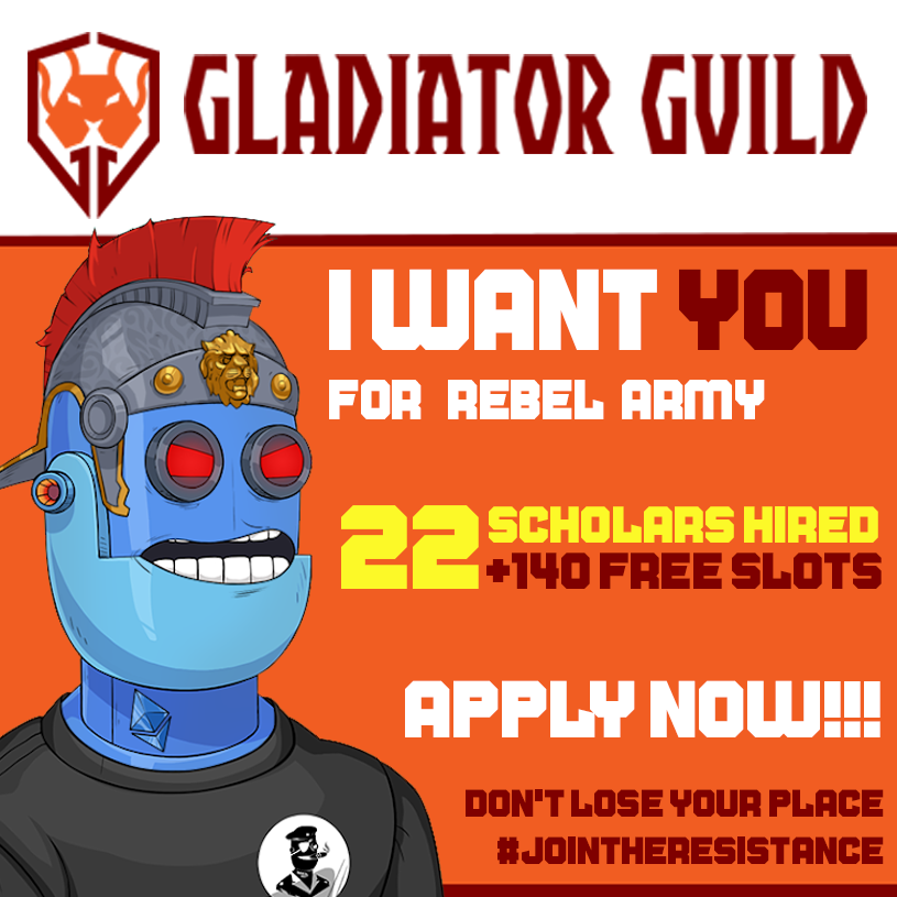 GladiatorTeamAI's tweet photo. New rebels onboard today!  Your 
@REBEL_BOTS scholarship is waiting for you! APPLY HERE 👇👇👇🤖https://t.co/25MDuO5DU5
 #P2E #PlayToEarn #Jointheresistance #XoilWars https://t.co/VnEKJV6bWZ