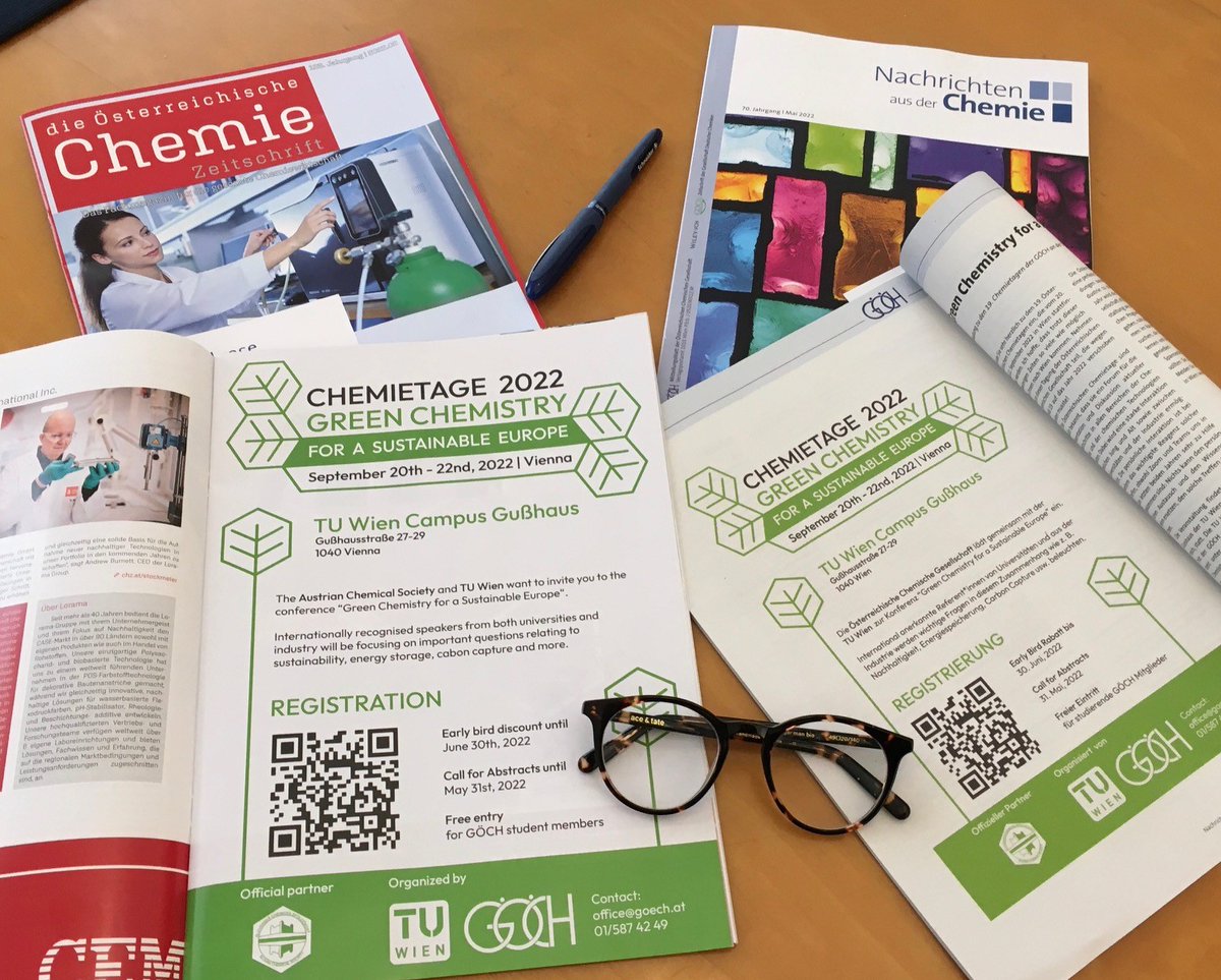 AT_ChemSociety's tweet photo. When the postman rings twice...!
Proud to see our Announcement in the current Nachrichten aus der Chemie (@Wiley_Chemistry @GDCh_aktuell) and Österreichische Chemie Zeitschrift (@oeChemieZeit) 
Note: Call for Abstracts is open until end of May! https://t.co/J0Uvosaig1 @tu_wien https://t.co/bKgoXZfkfX
