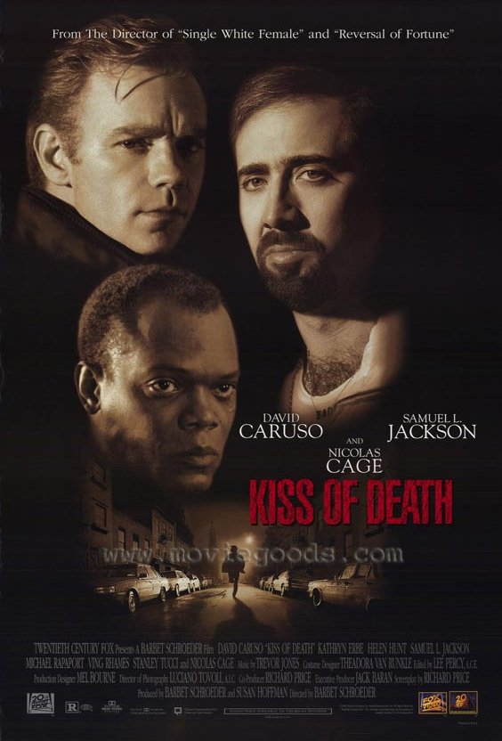 Kiss of Death (1995) A reformed convict goes undercover with the help of an angry detective to ensnare a psychotic mobster. David Caruso, Samuel L. Jackson, Nicolas Cage, Helen Hunt, Ving Rhames, Michael Rapaport and Stanley Tucci. https://t.co/aOoRACD01Z https://t.co/ivPCLrLb1c