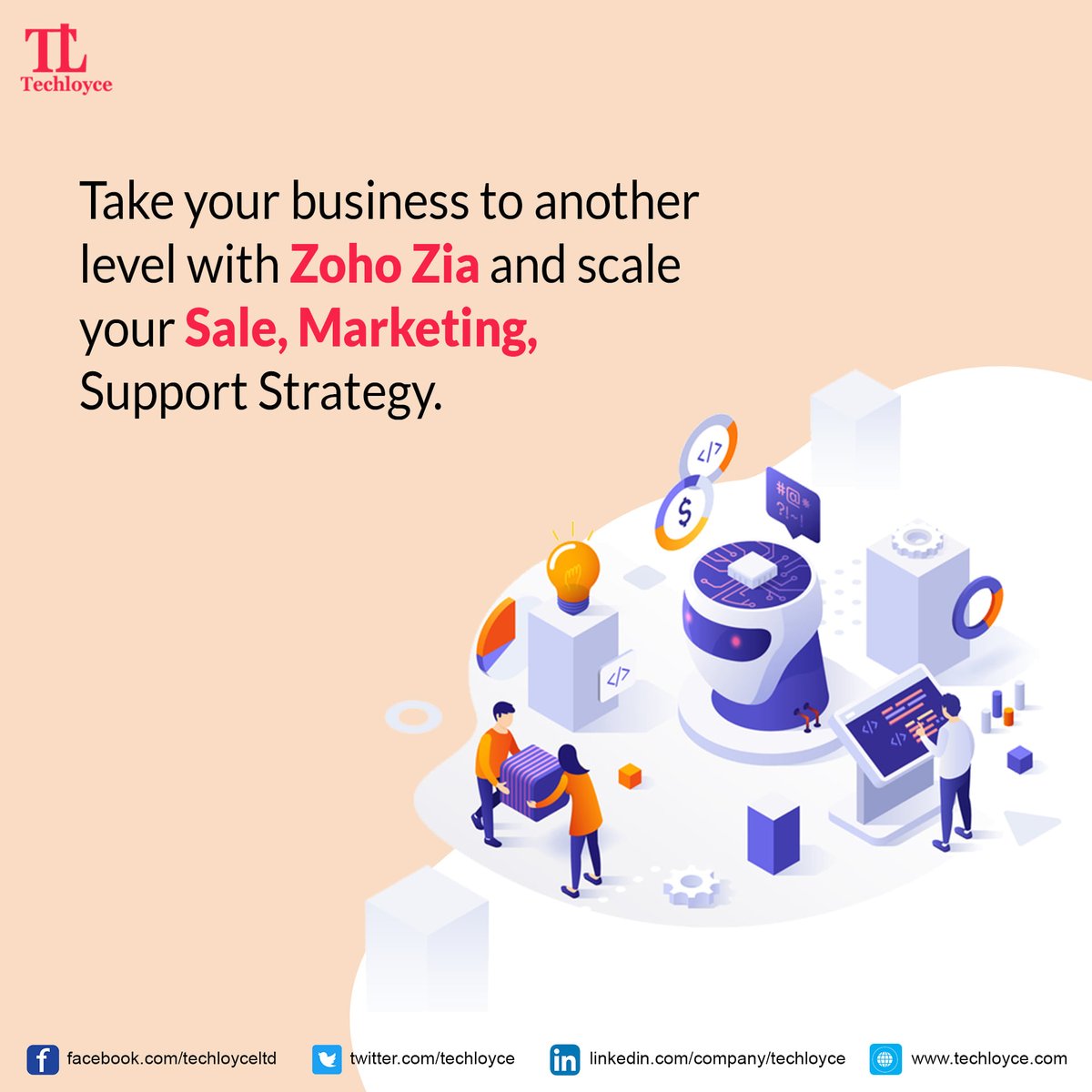 techloyce's tweet photo. #AI &amp; #BI has become a strategic ally of 33% of businesses as stated by PMC. &amp; the integration of AI into #ERP &amp; #CRM is proven to increase customer experience &amp; productivity of employees 
With #Zoho_Zia, you can now utilize interactive AI to derive insights from #sales &amp; more.. https://t.co/ZJziYKgEue