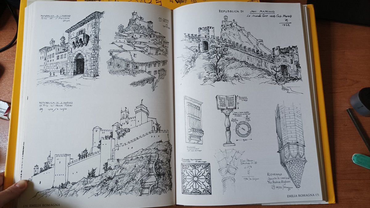 Let my show you my dearest posession: Luigi Angelini's travel books, from 1920s to 1950. He was an architect and artist from my hometown, Bergamo. These are out of print, my mom bought them in the 1980s. 
The scenes are of pre-WWII rural Italy, it's like a window into the past 🥹 
