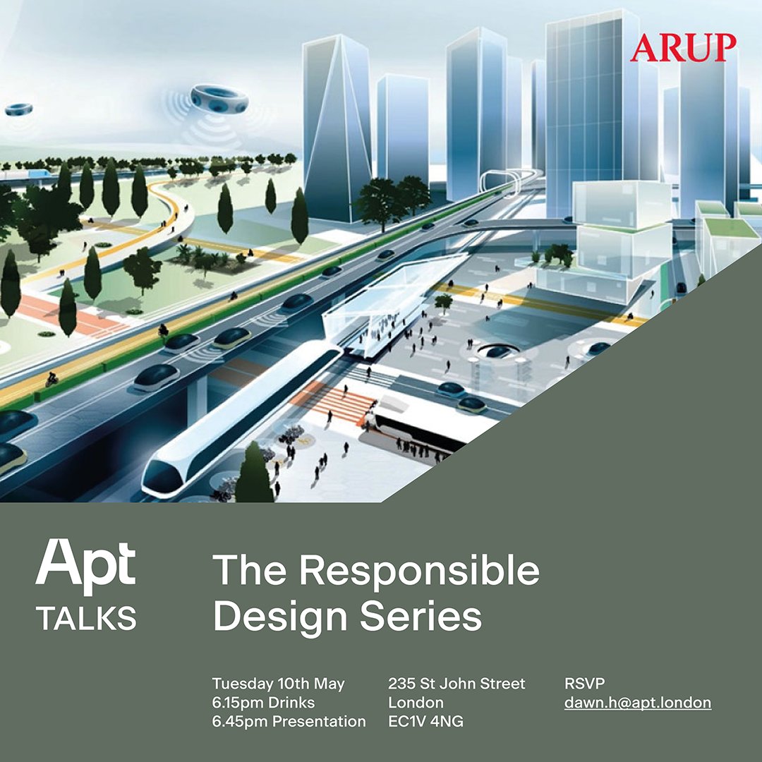 thisisaptlondon's tweet photo. Apt Talks is back! In the first of our ‘Responsible Design’ series, we welcome Mike Savage @ArupUK presenting his thoughts on Embedding Sustainability in Development and Planning Projects.
#ThisisApt #AptTalks #ResponsibleDesign #Innovation #FutureCities #UrbanDesign #Arup https://t.co/ZDbEUs61rQ