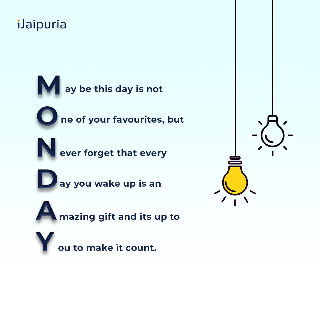 ijaipuria1's tweet photo. Monday is another blessing and a chance to pick up where we left off.
#Upskill with #iJaipuria and keep away your #MondayBlues
Visit: https://t.co/VkFhAujiWu
#learnewithijaipuria #edleaders #learngrowinspire #onlinlearning #mondaymindset https://t.co/3UWyJ8X00a